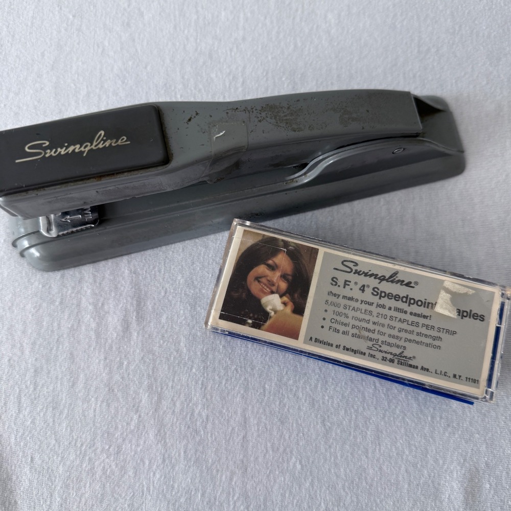 Swingline Stapler Vintage Grey Metal Office Supplies Retro Industrial Staples